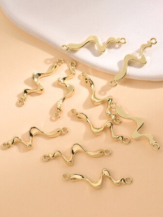 10 件/套金属不对称条纹三维锌合金双挂连接器 DIY 基本配件 适合女性 DIY 珠宝制作