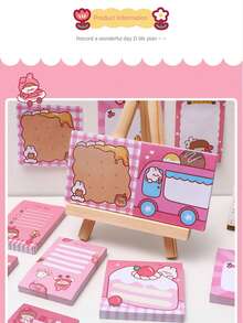 4pcs Random Pattern Cartoon Burei Rabbit Sticky Notes Book, Highly Attractive Ins-Style Memo Pad For Students To Take Notes And Reminds - Multicolor - View 5