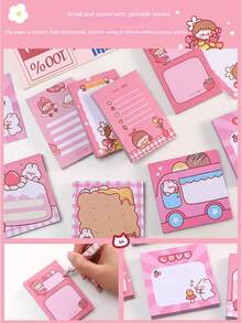4pcs Random Pattern Cartoon Burei Rabbit Sticky Notes Book, Highly Attractive Ins-Style Memo Pad For Students To Take Notes And Reminds - Multicolor - View 4