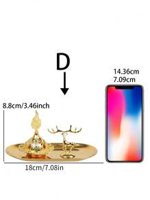 1套手持金色香爐,適用於阿拉伯節日,帶有金屬夾/托盤的小型香爐 - 金色 - 查看 9