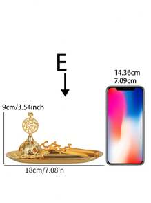 1套手持金色香爐,適用於阿拉伯節日,帶有金屬夾/托盤的小型香爐 - 金色 - 查看 10