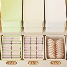 1個10個隔層的內衣收納盒,可堆疊的塑料衣服收納抽屜-針對胸罩、褲子、襪子、節省衣櫃、衣櫥、臥室、家庭、宿舍空間,淡黃色