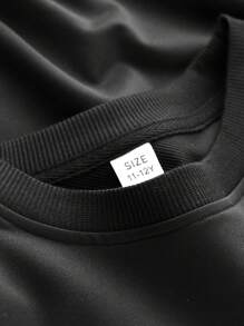 Tween Boy Street Style Cool Printed Round Neck Sweatshirt, Casual Fall/Winter Outfit - Black - View 7