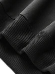 Tween Boy Street Style Cool Printed Round Neck Sweatshirt, Casual Fall/Winter Outfit - Black - View 5