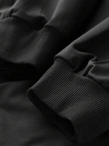 Tween Boy Street Style Cool Printed Round Neck Sweatshirt, Casual Fall/Winter Outfit - Black - View 6