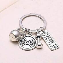 1個復古銀色運動啞鈴重量體育館舉重鑰匙扣,可用於鑰匙、車匙扣、朋克鑰匙鍊等,男士潮流健身周邊鑰匙扣,啞鈴、杠鈴輕巧便攜裝飾品,小禮物,鑰匙扣掛飾 - 銀色 - 查看 3