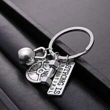 1個復古銀色運動啞鈴重量體育館舉重鑰匙扣,可用於鑰匙、車匙扣、朋克鑰匙鍊等,男士潮流健身周邊鑰匙扣,啞鈴、杠鈴輕巧便攜裝飾品,小禮物,鑰匙扣掛飾 - 銀色 - 查看 5