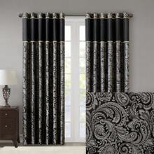 Aubrey Jacquard Curtain Panel Pair, Elegant All Season Black Out Panel Fits Spring Lux Bedroom Decor, Christmas Thanks Giving Gifts - màu đen - Xem 6