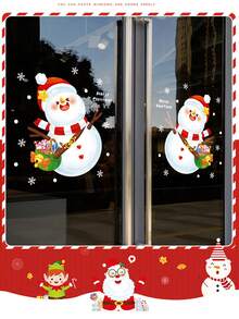 1 miếng dán kính Giáng sinh, miếng dán cửa sổ tĩnh điện để trang trí cửa sổ trưng bày Giáng sinh - trắng - Xem 5
