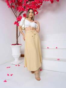 Women Skirts - Beige - View 1