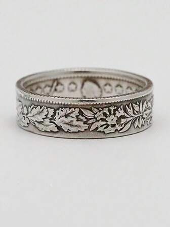 1pc Vintage Ring With Snowflake & Franc Coin Pattern, Fashionable Design