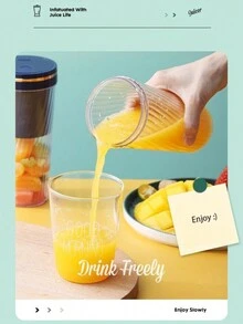 1pc Portable Juicer Cup With Usb Interface, Convenient For Daily Consumption Of Fresh Juice - Green - View 2
