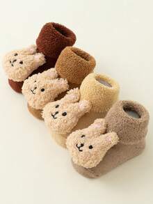 4雙/包加厚兔子毛絨防滑袜,適用於嬰兒的暖冬袜,適合秋冬日常穿著 - 彩色 - 查看 4