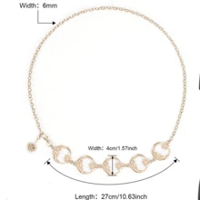 設計師款時尚朋克式身鏈,月亮和星星形狀的金屬鏈條裝飾,女性金屬鏈腰帶