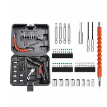 90 Degree Rotating Cordless Screwdriver Battery Operated Ergonomic Handle Rechargeable Easy Carry Mini Electric Screwdriver Power Tool Bit Set - Black - View 1