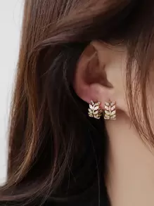 1 对优雅方晶锆石环形耳环，适合女士结婚纪念日订婚派对珠宝情人节礼物、妈妈、母亲、母亲节、礼物 - 金黃色 - 查看 4