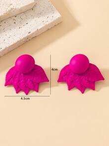 1 đôi Cá nhân hóa Kim loại hình học Váy rộng & Lá hình Bông tai stud Đối với phụ nữ - Màu Hồng Tươi - Xem 5