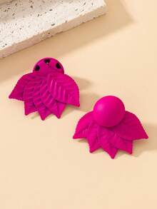 1 đôi Cá nhân hóa Kim loại hình học Váy rộng & Lá hình Bông tai stud Đối với phụ nữ - Màu Hồng Tươi - Xem 4