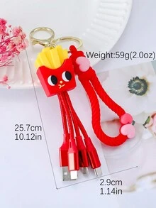 1pc Stylish And Cute Pvc Cartoon Soda Can Data Line Keychain Suitable For Women's Daily Wear - Red - View 6