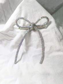 1 pieza Clip de pelo de mujer con decoración de lazo blanco y mariposa, con cristales, perfecto para fiesta, regalo, tiaras reales, Día de San Valentín, accesorios para el cabello, pasadores de pelo, pinzas para el cabello, artículos escolares, universidad, horquilla - Blanco - Ver 5