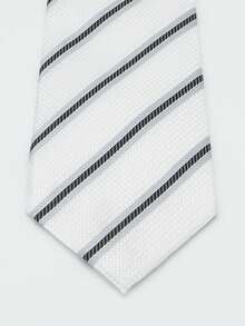 1條男士休閒/正式8cm方格/條紋領帶,流行的派對/婚禮/假日配件,採用藍色、白色或紫色聚酯/絲織物