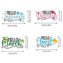 12個月份字母熱轉印貼片,熱轉印貼紙,適用於女裝、男裝、服裝、背心、t恤的熱轉印貼紙