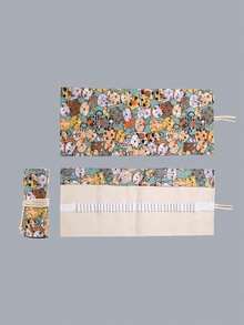 1入手工製作的帆布筆袋,可容納12/24/36/48/72支鉛筆,男女孩專屬彩色鉛筆/素描鉛筆/文具筆 - 青碧色 - 查看 6