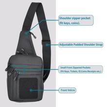1 Men's Concealed Carry Crossbody Bag, Pistol Chest Bag, Shoulder Backpack Black