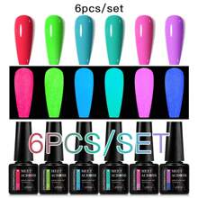 6 Cái/bộ Dạ Quang Gel Sơn Móng Tay Huỳnh Quang Neon Phát Sáng Trong Bóng Tối UV LED Móng Tay Gel Ngâm Tắt Gel Dầu Bóng móng Tay Nghệ Thuật Gel Cho Móng Tay - Nhiều màu - Xem 2
