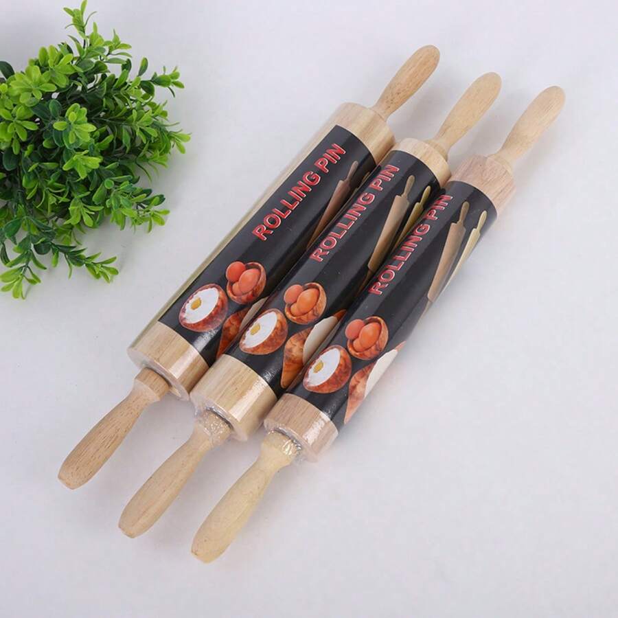 Chinese New Year Familial Dumpling Making Solid Wood Rolling Pin, Nonstick Rolling Wheel And