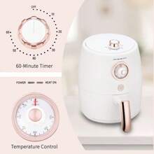 YONGSTYLE 2 Qt Air Fryer, Small Air Fryer For Convenience,  Design, Nonstick, Dishwasher-Safe Basket, White Air Fryer With Adjustable Temperature Control, 60 Minute Timer Mini Air Fryer, White. - 彩色 - 查看 4