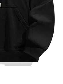 1 Miếng Nam Đen áo có mũ Màu thuần Điền kinh Áo nỉ Đối với Mùa thu đông - màu đen - Xem 4