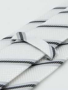 1條男士休閒/正式8cm方格/條紋領帶,流行的派對/婚禮/假日配件,採用藍色、白色或紫色聚酯/絲織物