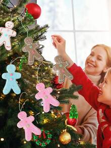 4入組16cm/6.30in人造泡沫薑餅掛件,用於聖誕節裝飾聖誕樹掛件 - 彩色 - 查看 5