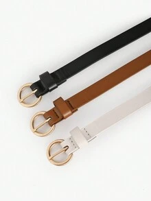 3入組時尚半圓扣裝飾腰帶組套,適用於日常使用,兒童尺碼 - 彩色 - 查看 3