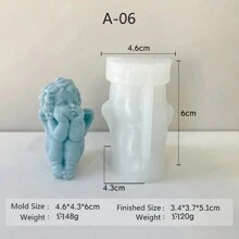 Amishop 1 个硅胶模具，用于蜡烛石膏香薰香皂制作，小天使形状装饰，适用于圣诞节家居装饰 - 白色 - 查看 3