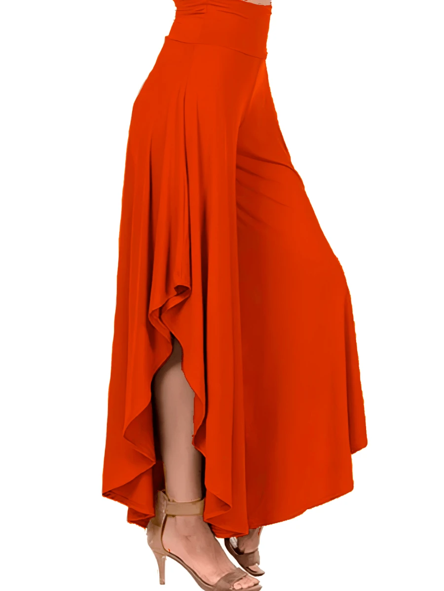 Wide Ruffled Skort Skirt - Orange - View 1