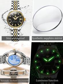 OLEVS. OLEVS Automatic Watches For Women Mechanical Self Winding Luxury Dress Diamond Dial Stainless Steel Strap Waterproof Luminous Date Ladies Watches - 金黑 - 查看 7