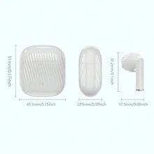 PIKEZ 2023年新款無線電競耳機耳塞hifi立體聲入耳式耳機,配備麥克風,雙麥克風enc通話降噪,觸控控制耳機,適用於android Ios - 白色 - 查看 3