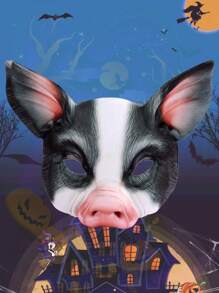 豬頭形狀的動物面具,eva材質,化裝舞會角色扮演男女面具,萬聖節和復活節表演道具 - 黑色 - 查看 6