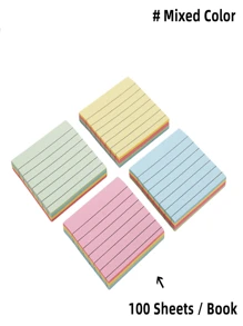 100 Sheets Colored Square Sticky Notes~Creative Simple Horizontal Line Sticky Notes Book Square Message Notes - Multicolor - View 2