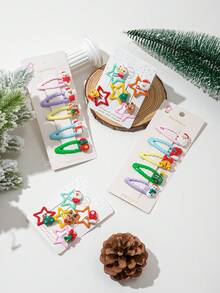 5 件聖誕主題可愛卡通側瀏海和流蘇髮夾