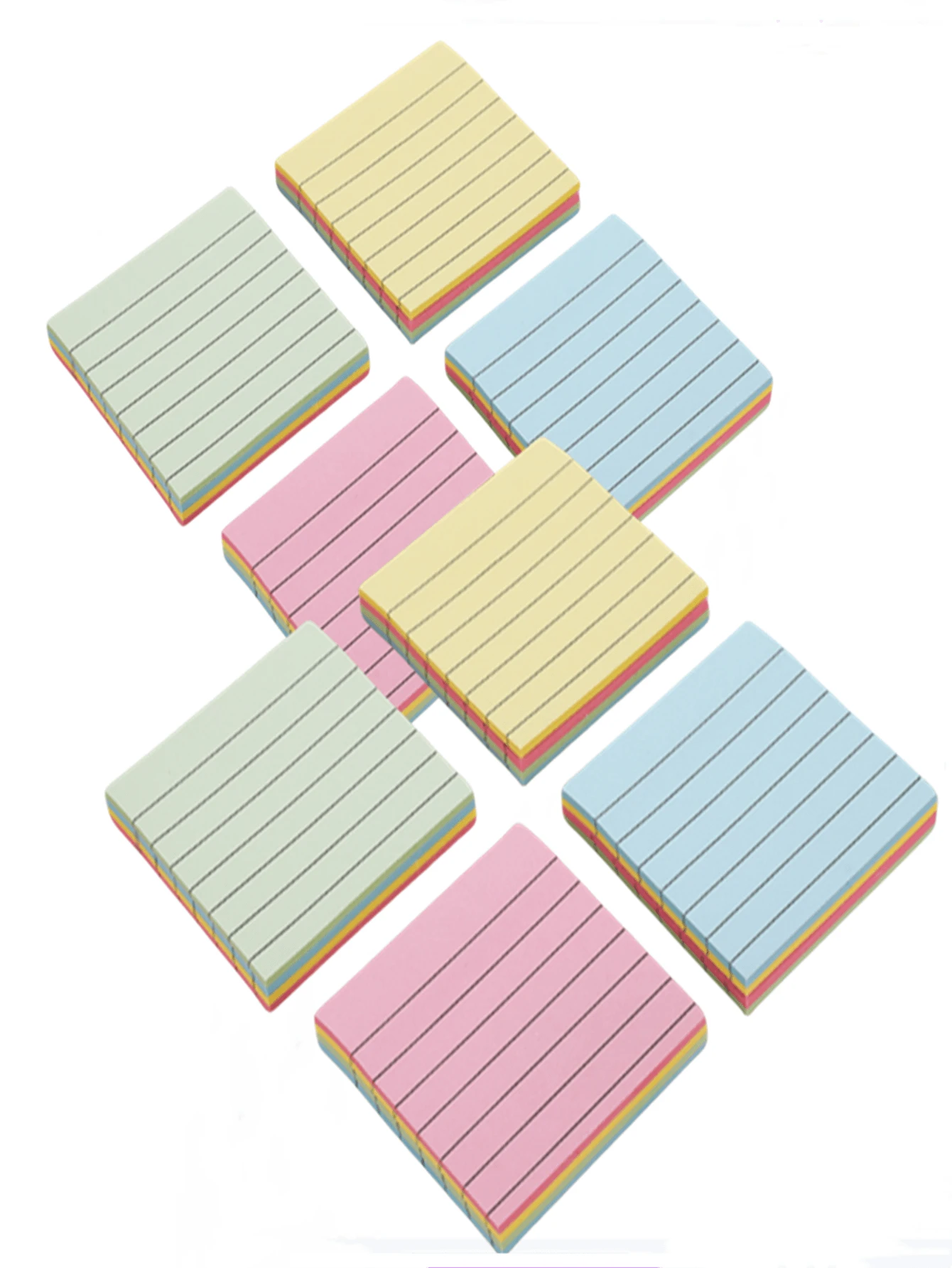 100 Sheets Colored Square Sticky Notes~Creative Simple Horizontal Line Sticky Notes Book Square Message Notes - Multicolor - View 1