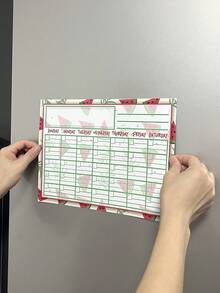 1入組磁性冰箱月曆白板牆貼學習日程備忘板 - 酒紅色 - 查看 2