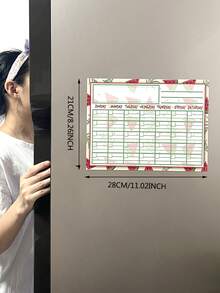 1入組磁性冰箱月曆白板牆貼學習日程備忘板 - 酒紅色 - 查看 1