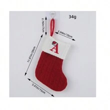 1Pc Christmas Knitted Socks Yarn Embroidered Letter Candy Gift Bag 2-Color Christmas Tree Pendant,Halloween,Spooky,Autumn,Holiday,Festival,Home Decor ,Room Decor,Wall Decor