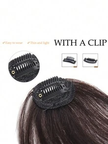 Fake  Air Bangs Hair Clip-In Extension Synthetic Fake Fringe Natural False hairpiece For Women Clip In Bangs - Brown - View 3