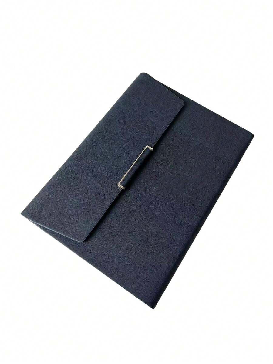 1pc A5 Loose-leaf Notebook With Magnetic Buckle Closure, Simple & Vintage Design, High-end Business Notebook In Navy Blue With Metallic Clasp - Navy Blue - View 1
