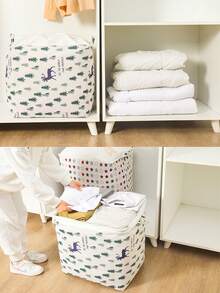 1 Pieza Bolsa De Almacenamiento Plegable Y Con Cordón De Tela De Alta Capacidad Para Ropa, Ropa De Cama, Mudanzas Y Empaquetado - rejilla negra - Ver 5