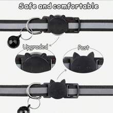 2 Piezas/set Collar Ajustable Reflectante Para Gato Negro - Negro - Ver 4